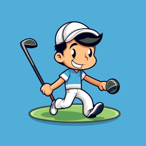 Golf player cartoon character vector design. Vector illustration