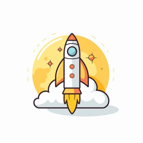 Rocket icon. Flat style vector illustration on white background.