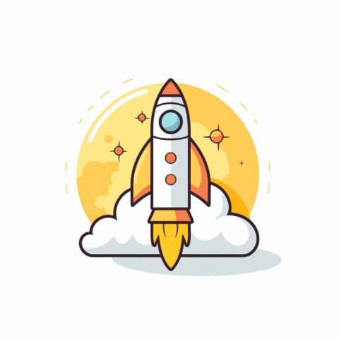 Rocket icon. Flat style vector illustration on white background.