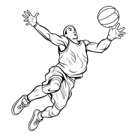 Basketball player with ball. Vector illustration ready for vinyl