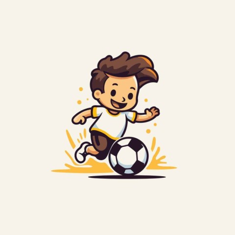 Cute boy playing soccer. Vector illustration of a cartoon charac