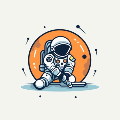 Astronaut in space suit. Vector illustration. flat design.