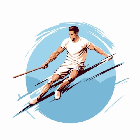 Skiing man. Skier on skis. Vector illustration