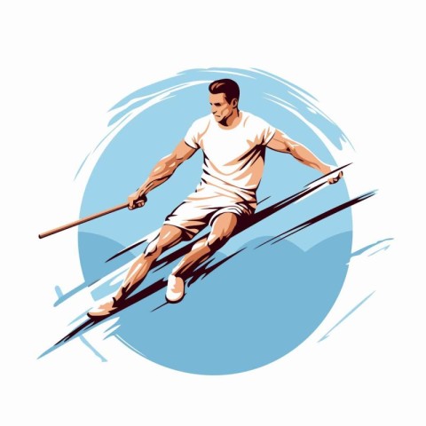 Skiing man. Skier on skis. Vector illustration