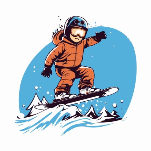 Snowboarder. Winter sport. Vector illustration in cartoon style.