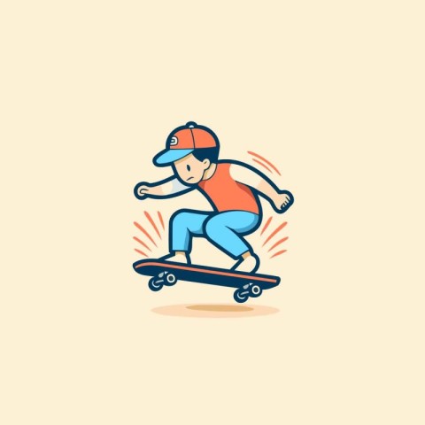 Skateboarder vector illustration. Skateboarder riding on a skate