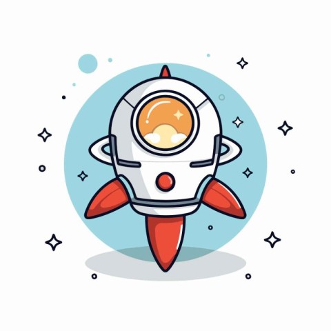 Cartoon space rocket icon. Vector illustration in flat design st