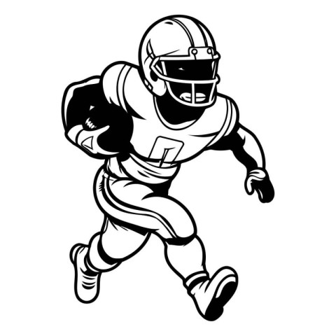 American football player running with ball. Vector illustration