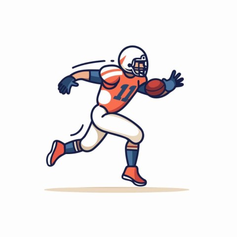 American football player running with ball. cartoon vector illus