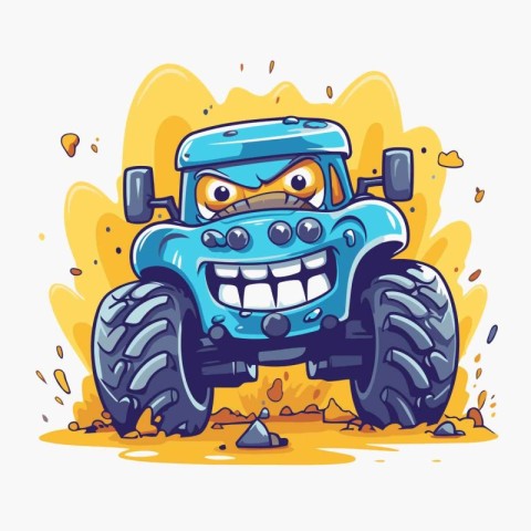 Cartoon monster truck. Vector illustration of a monster truck on