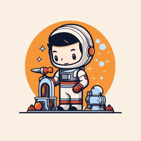 Astronaut in space suit. Vector illustration in cartoon style.