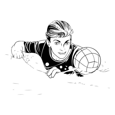 Soccer player. Vector illustration of a football player with bal