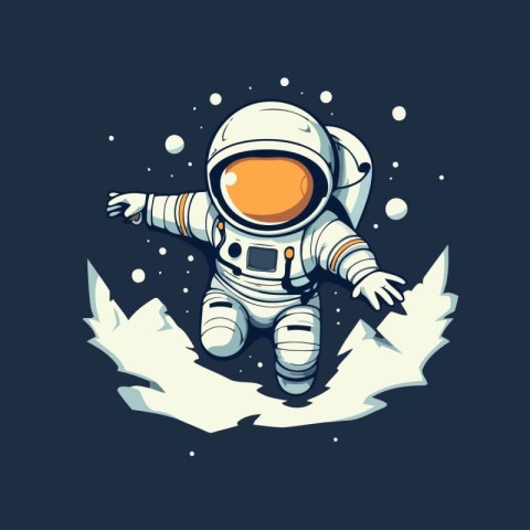 Astronaut flying in the space. Vector illustration on a dark bac