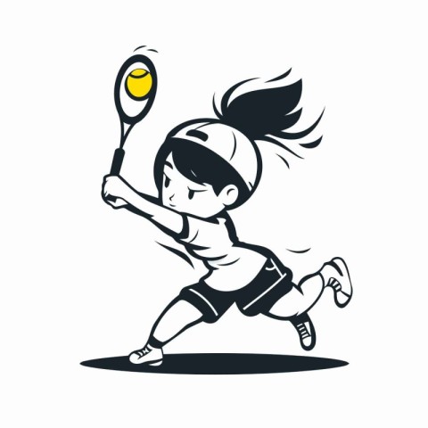 Badminton player with racket. Vector illustration of badminton p