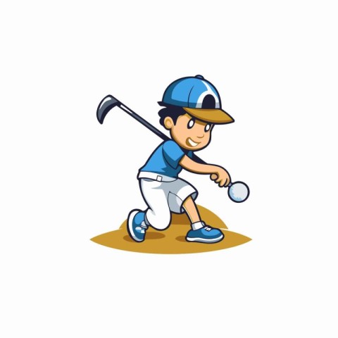 Golf Player Cartoon Mascot Character Design Vector Illustration.