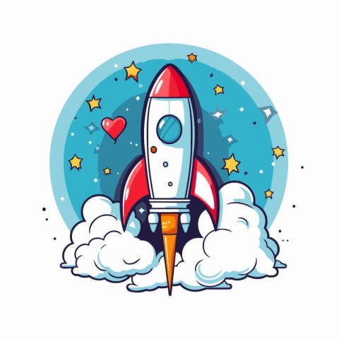 Space rocket icon. Vector illustration in cartoon style on white