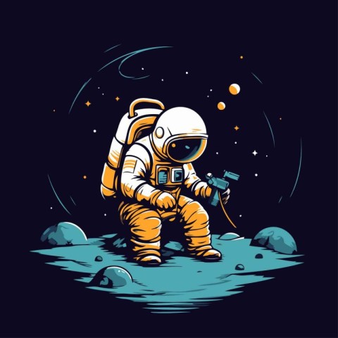 Astronaut in space. Astronaut in outer space. Vector illustratio