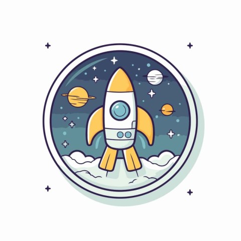 Space rocket icon in flat style. Vector illustration of space ro