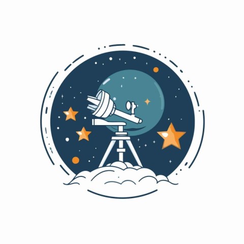 Space telescope icon. Astronomy and space exploration. Vector il