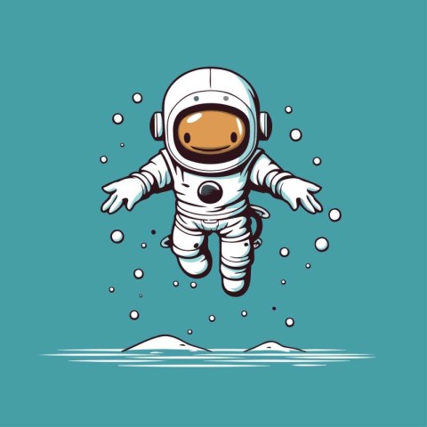 Astronaut flying in outer space. Vector illustration in cartoon