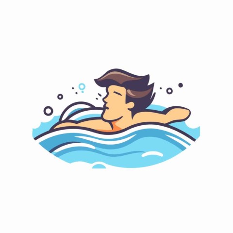 Man swimming in the pool. Vector illustration in a flat style.