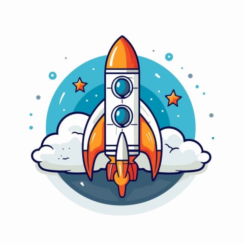 Rocket icon in flat style on white background. Startup vector il