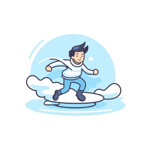 Winter sports. Man surfing on a snowboard. Vector illustration.