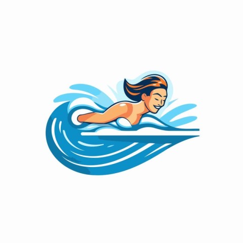 Swimming woman icon. Vector illustration in a flat style on whit