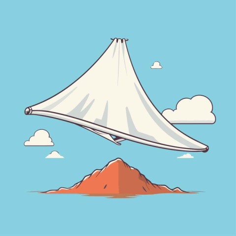 Hang glider in the sky. Vector illustration in flat style