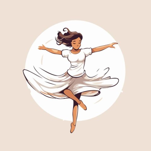 Ballet dancer. Vector illustration of a girl in a white dress.