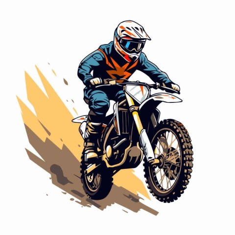 Motocross rider on the motocross race. Vector illustration