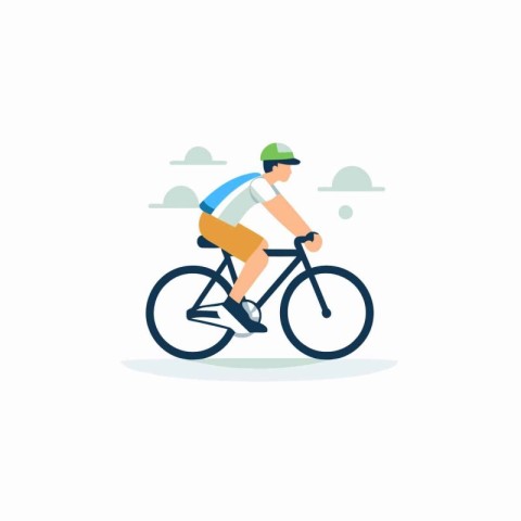 Cyclist riding bicycle. Flat design style vector illustration on