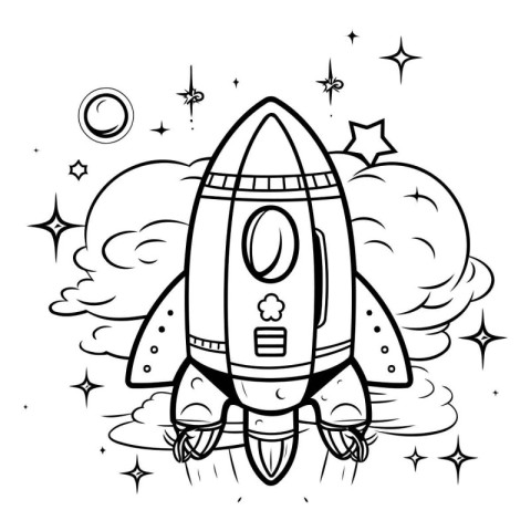 Rocket cartoon design. Spaceship rocket space travel adventure a