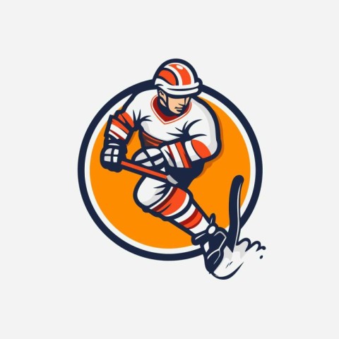 Ice hockey player logo. Vector illustration of hockey player wit