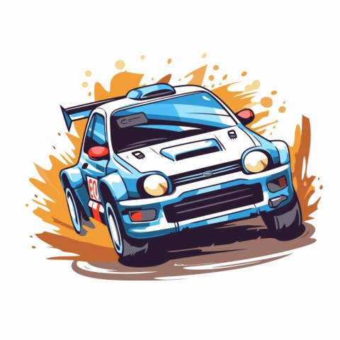 Illustration of a racing car on a race track. Vector illustratio