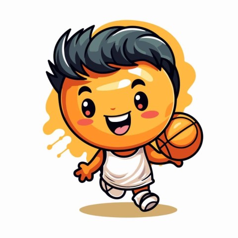 Cute Cartoon Basketball Player Mascot Character Vector Illustrat