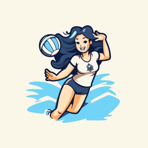 Volleyball player. Vector illustration of a woman playing volley