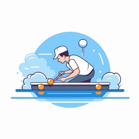 Vector illustration of a man on a skateboard. Flat style design.