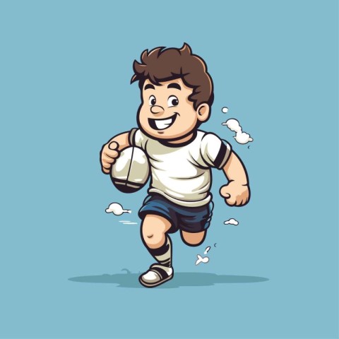 Cartoon boy running. Vector illustration of a boy running in car