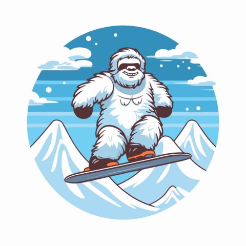 Snowboarder. Snowboarder in the mountains. Vector illustration.