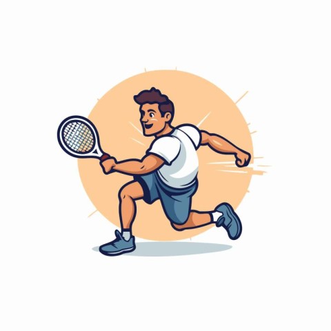 Tennis player. Vector illustration of a man playing tennis isola