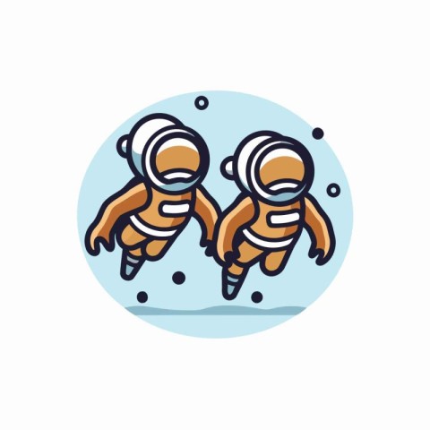 Astronaut floating in the water. Vector illustration in flat sty