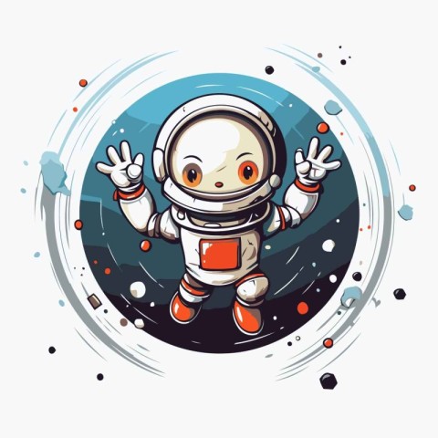 Astronaut in outer space. Cute cartoon vector illustration.