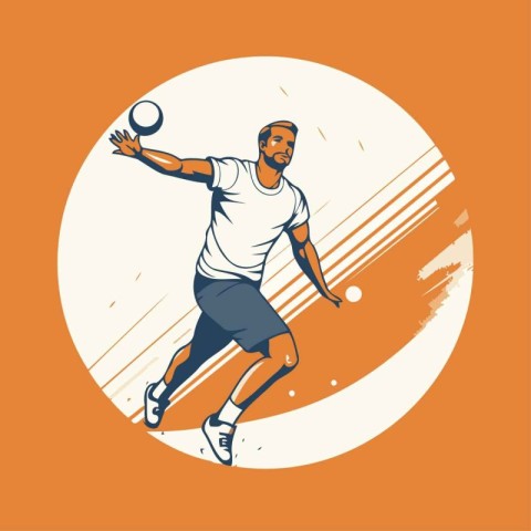 Tennis player with ball. Vector illustration of a tennis player