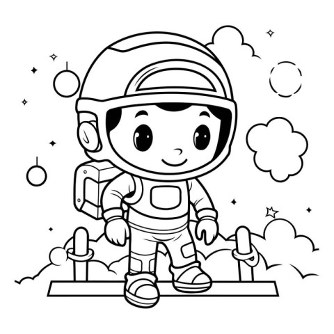 Coloring book for children: Astronaut in space suit and helmet