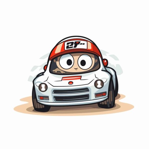 illustration of a funny cartoon racing car with face expression