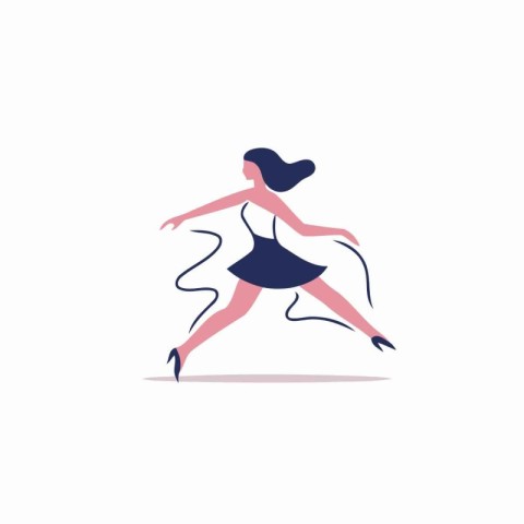 Dancing ballerina in a flat style. Vector illustration.