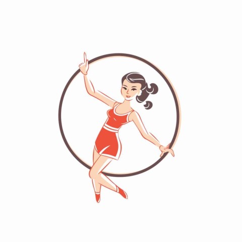 Flamenco dancer girl dancing in circle. Vector illustration.