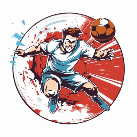 Soccer player with ball. Vector illustration of soccer player in