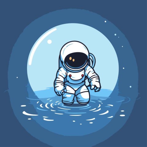 Astronaut in the moonlight. Vector illustration for your design